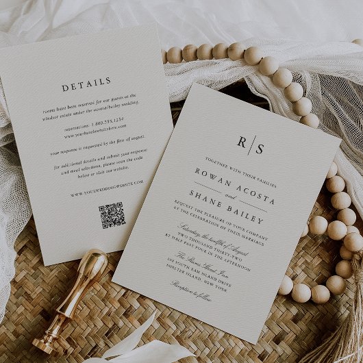 Klassieke zwarte en ecru monogram 'All in One' tro Kaart