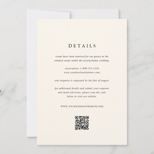 Klassieke zwarte en ecru monogram 'All in One' tro Kaart (Achterkant)