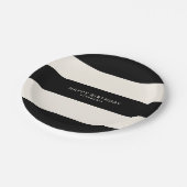 Klassieke Zwarte en Eggshell Witte Strepen Verjaar Papieren Bordje (Gekanteld)