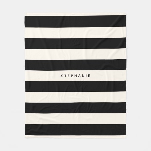 Klassieke zwarte en eiervormige witte strepen met  fleece deken (Voorkant)