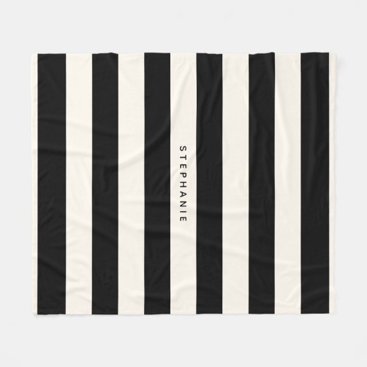 Klassieke zwarte en eiervormige witte strepen met  fleece deken (Voorkant (Horizontaal))