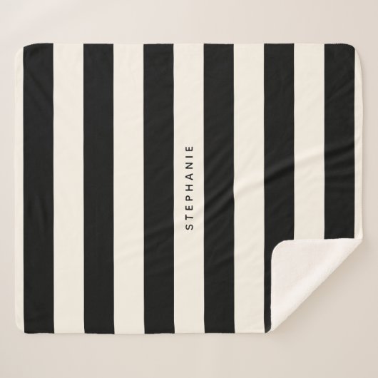 Klassieke zwarte en eiervormige witte strepen met  sherpa deken (Voorkant (horizontaal))
