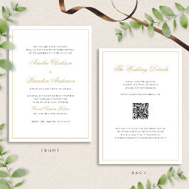 Klassieke Zwarte en Gouden Grens Wedding QR Code Kaart