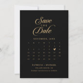 Klassieke zwarte en gouden QR-codekalender Save The Date (Voorkant)