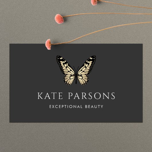 Klassieke zwarte en gouden vlinder visitekaartje