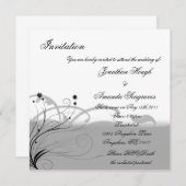 Klassieke zwarte en grijze uitnodiging (Voorkant / Achterkant)