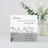 Klassieke zwarte en grijze uitnodiging (Staand voorkant)