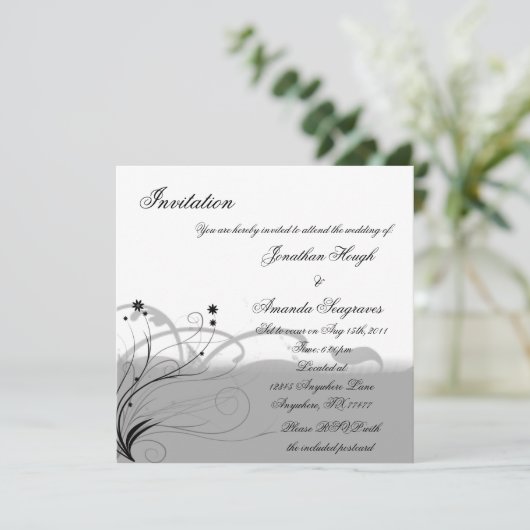 Klassieke zwarte en grijze uitnodiging (Staand voorkant)