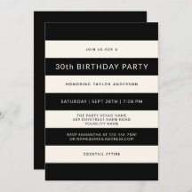 Klassieke Zwarte en Off-White Stripes Verjaardagsf