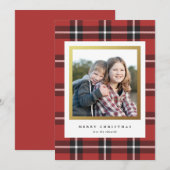 Klassieke zwarte en rode vakantie geplakte fotokaa feestdagenkaart (Voorkant / Achterkant)