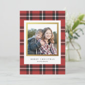 Klassieke zwarte en rode vakantie geplakte fotokaa feestdagenkaart (Staand voorkant)