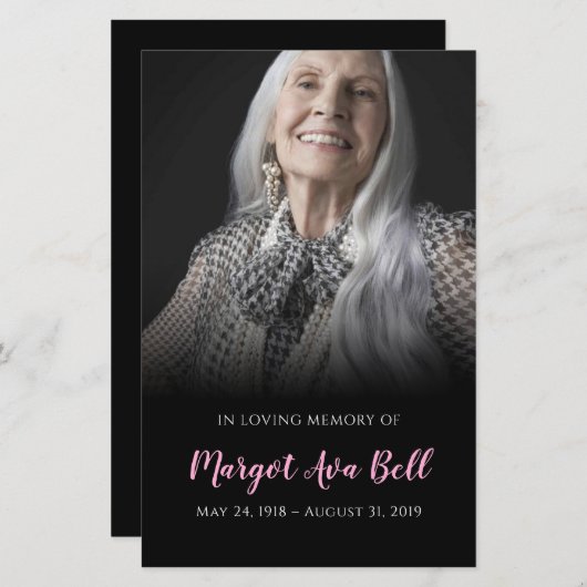 Klassieke zwarte en roze geheugenkaart | 5,5 x 8,5 (Voorkant / Achterkant)