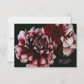 Klassieke zwarte en roze pioenen RSVP kaartje (Voorkant)