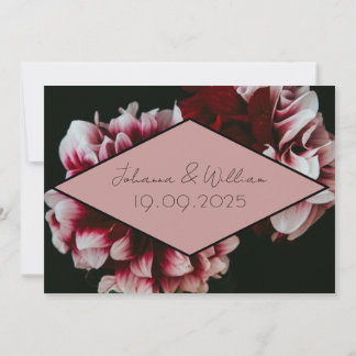 Klassieke Zwarte en Roze Pioenrozen  Save The Date