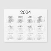 Klassieke zwarte en witte 2024-kalendermagneet (Voorkant)