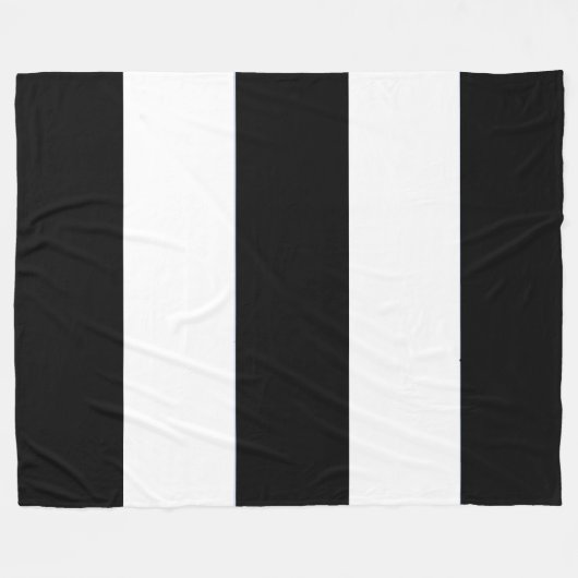 Klassieke zwarte en witte brede strepen op een fleece deken (Voorkant (Horizontaal))