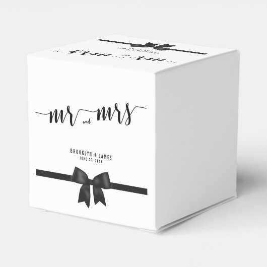 Klassieke zwarte en witte bruiloft bedankdoosjes (Achterkant)
