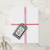 Klassieke zwarte en witte buffelcontrole cadeaulabel (Met Touw)