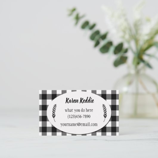 Klassieke zwarte en witte buffelplaat met Laurel Visitekaartje (Staand voorkant)