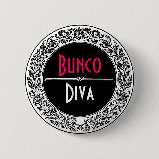 Klassieke zwarte en witte Bunco Ronde Button 5,7 Cm (Voorkant)