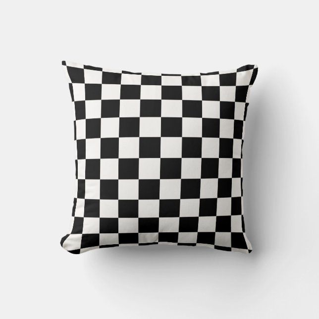 Klassieke zwarte en witte chequer kussen (Voorkant)