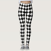 Klassieke zwarte en witte cheques decor op leggings (Voorkant)