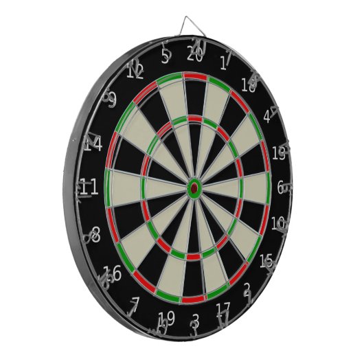 Klassieke zwarte en witte dartboard dartbord (Voorkant Links)