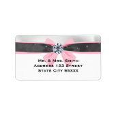 Klassieke zwarte en witte draperie met roze romp etiket (Voorkant)