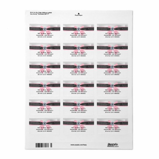 Klassieke zwarte en witte draperie met roze romp etiket (Full Sheet)