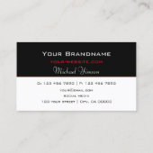 Klassieke zwarte en witte eenvoudige kleuren Profe Visitekaartje (Achterkant)