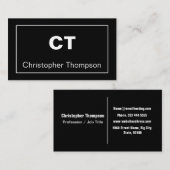 Klassieke zwarte en witte eenvoudige minimalistisc visitekaartje (Voorkant / Achterkant)