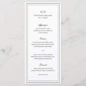 Klassieke Zwarte en Witte Elegante Bruiloft Menu (Voorkant)