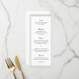 Klassieke Zwarte en Witte Elegante Bruiloft Menu