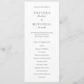 Klassieke Zwarte en Witte Elegante Bruiloft Programmakaart (Voorkant)