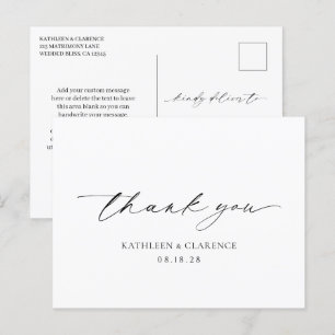 Klassieke Zwarte en Witte Elegante Trouw Dank Je Briefkaart