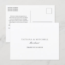 Klassieke Zwarte en Witte Elegante Trouw Dank Je Briefkaart