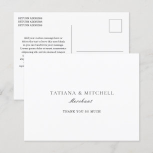 Klassieke Zwarte en Witte Elegante Trouw Dank Je Briefkaart