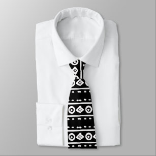 Klassieke zwarte en witte geometrische patroonpart stropdas