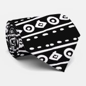 Klassieke zwarte en witte geometrische patroonpart stropdas (Opgerold)