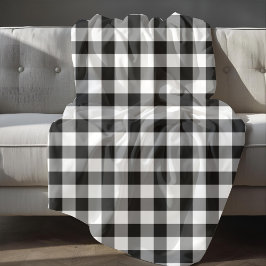 Klassieke zwarte en witte gingham controleert patr fleece deken