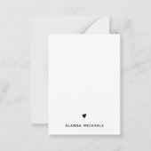 Klassieke zwarte en witte hartslag en naam notitiekaartje (Voorkant)