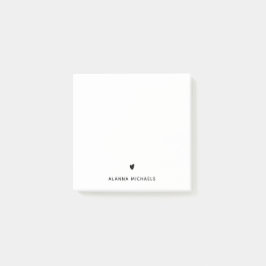 Klassieke zwarte en witte hartslag en naam post-it® notes