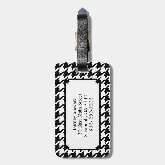 Klassieke zwarte en witte hond met monogram bagagelabel (Achterkant verticaal)