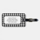 Klassieke zwarte en witte hond met monogram bagagelabel (Achterkant horizontaal)