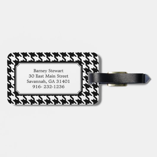 Klassieke zwarte en witte hond met monogram bagagelabel (Achterkant horizontaal)