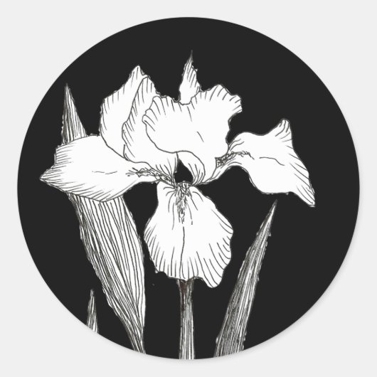Klassieke zwarte en witte Iris-Sticker Ronde Sticker (Voorkant)