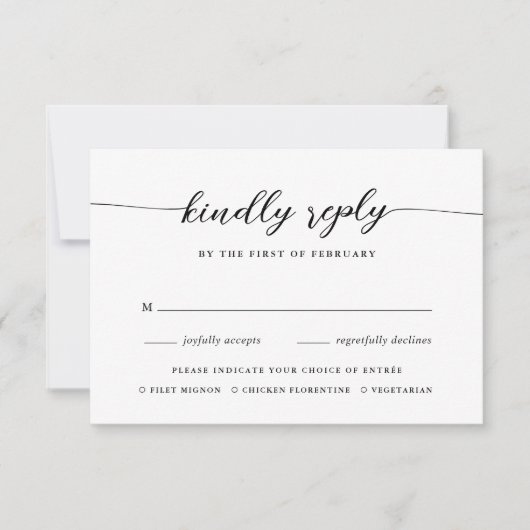 Klassieke zwarte en witte kalligrafie Keuze uit ma RSVP Kaartje (Voorkant)