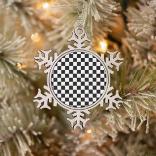 Klassieke zwarte en witte kast door STaylor Tin Sneeuwvlok Ornament