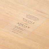 Klassieke zwarte en witte legante bruiloft acryl uitnodigingen (Laagn)