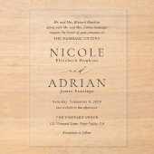 Klassieke zwarte en witte legante bruiloft acryl uitnodigingen (Voorkant)